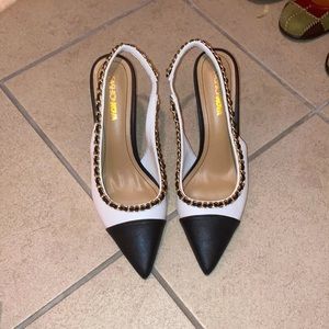 Fashion Nova Black and White Heels Size 7
